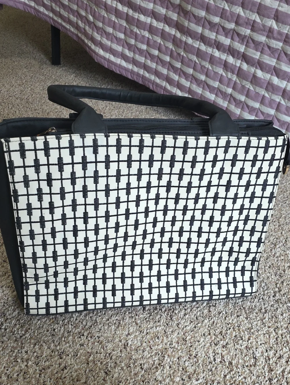 Black & White Grid Tote Bag